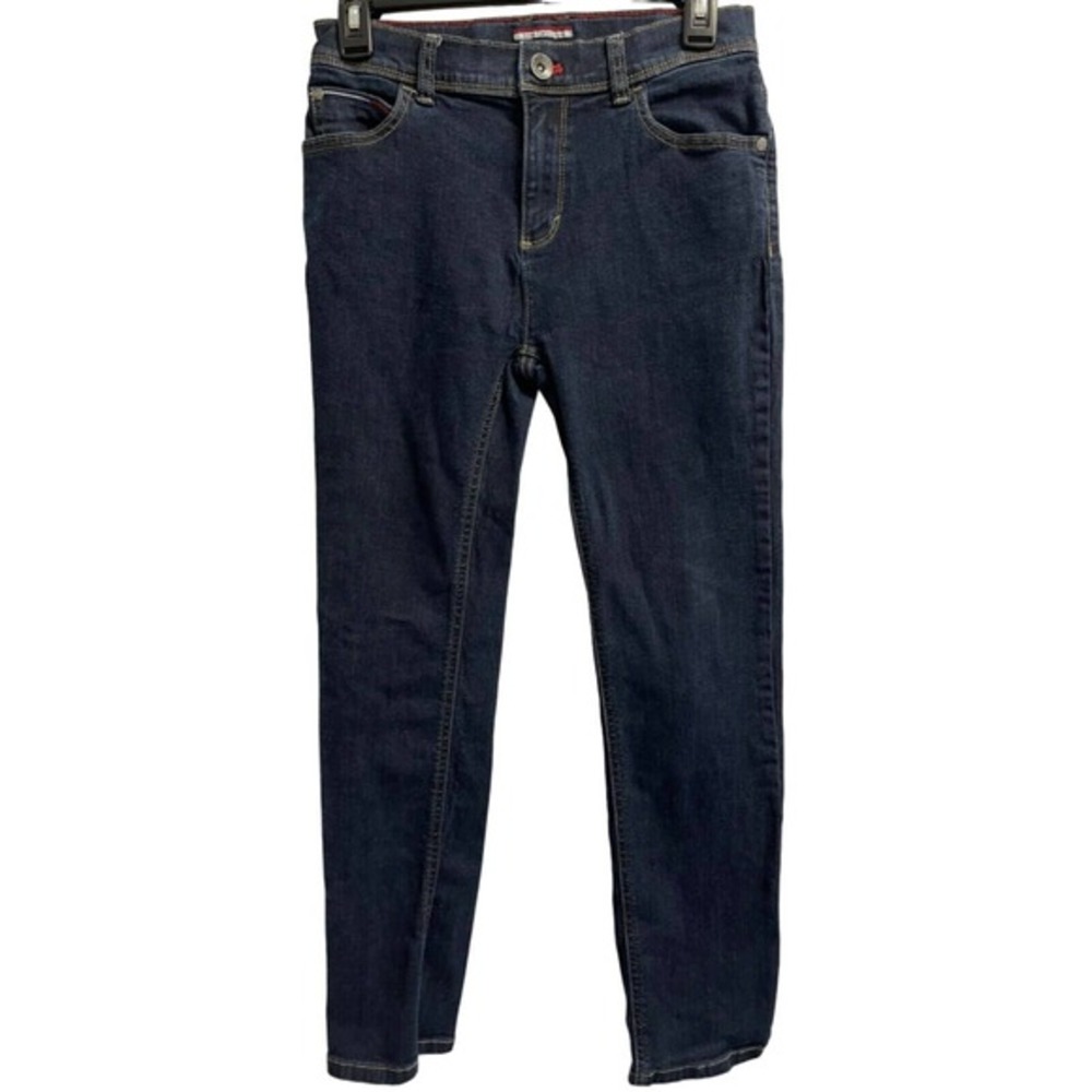 Tommy Hilfiger Girls Size 14 Slim Straight‎ Jeans Dark Wash Zip-Fly Denim Pants